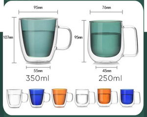 Coloured Double-Walled Glass Cup